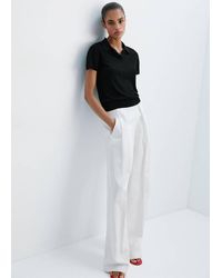 Mango - Fine-Knit Polo Sweater - Lyst
