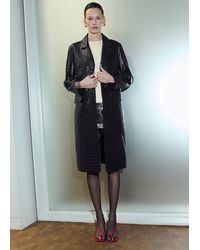 Mango - Crocodile-Effect Faux Fur Coat - Lyst