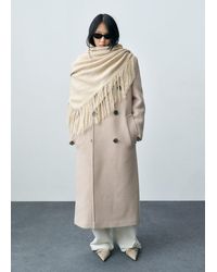 Mango - Knitted Shawl With Fringed Ends - Lyst