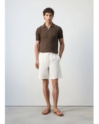 Mango - Relaxed Fit Cotton-Linen Blend Bermuda Shorts - Lyst