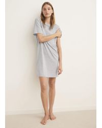 Mango - Camicia Da Notte Lyocell Cotone Grigio Chiaro/Pastello - Lyst