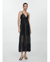 Mango - Strapless Dress With Decorative Stitching - Lyst