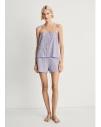 Mango - Zweiteiliger Pyjama Aus Seersucker-Baumwolle Mit Gewebtem Streifen - Lyst