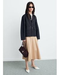 Mango - Denim Jacket With Leather-Effect Collar - Lyst