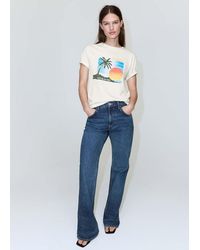 Mango - Printed Cotton-Blend T-Shirt - Lyst