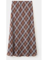 Mango - Checked Midi Skirt - Lyst