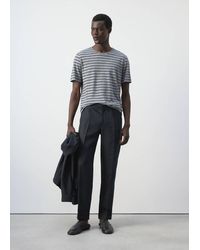 Mango - Striped Linen T-Shirt - Lyst