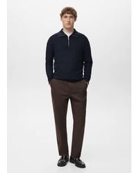 Mango - Microstructure Sweater With Zipper Collar - Lyst