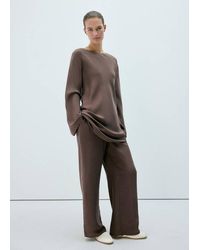 Mango - Camicia Da Notte 100% Seta Marrone - Lyst