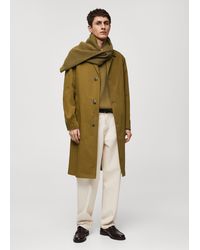Mango - Relaxed-fit Cotton Trench Coat Olive - Lyst