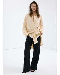Mango - Straight-Leg Crinkle Trousers With A Mid-Rise - Lyst