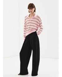 Mango - Striped Polo-Neck Sweater - Lyst