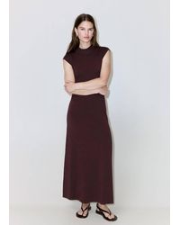 Mango - Perkins-Neck Knitted Dress - Lyst