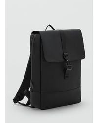 Mango - Zaino Gommato Chiusura A Falda Nero - Lyst