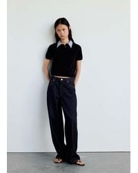 Mango - Pullover Collo Polo Righe Blu Marino Scuro - Lyst