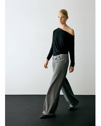 MANGO TEEN - Wide-Leg Striped Jacquard Jeans - Lyst