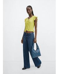 MANGO TEEN - Satin V-Neck Blouse - Lyst