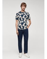 Mango - 100% Cotton Shirt With Pineapple Print Dark - Lyst