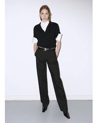 Mango - Pull-Over Laine Col Polo Noir - Lyst