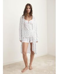 Mango - Floral-Print Pyjama Top With Lace Trim - Lyst