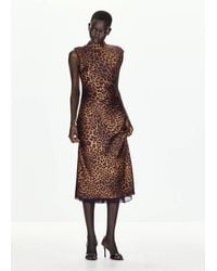Mango - Leopard Print Dress With A Roll Neck - Lyst