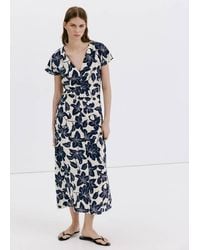 Mango - Side Ruched Floral Dress - Lyst
