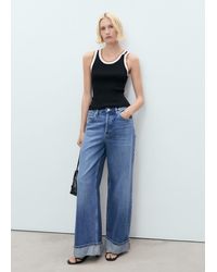 Mango - Knitted Top With Contrast Details - Lyst