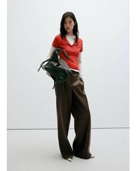 Mango - Wide Leg Faux-Leather Trousers - Lyst