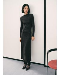 Mango - Fine-Knit Dress With Metallic Detail - Lyst