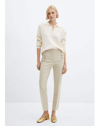 Mango - Cropped Button Trousers - Lyst