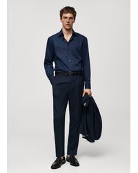 Mango - 100% Virgin Wool Slim-fit Suit Trousers Dark - Lyst