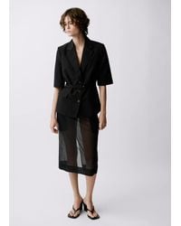 Mango - Linen-Blend Suit Jacket With Belt - Lyst