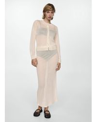 Mango - Semi-transparent Knitted Skirt Off - Lyst