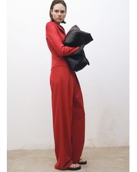 Mango - Wide Leg Wool-Blend Suit Trousers - Lyst