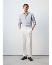 Mango - Lyocell-Linen Blend Slim Fit Suit Trousers - Lyst