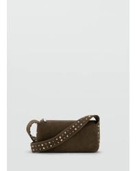 Mango - Suede Crossbody Bag With Studs - Lyst