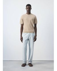 Mango - Fine Knit Cotton Blend T-Shirt - Lyst