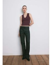 Mango - Fitted V-Neck Top - Lyst