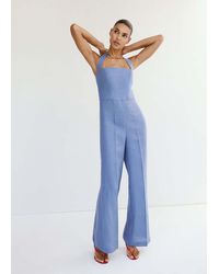 Mango - Halter Neck Jumpsuit 100% Linen - Lyst