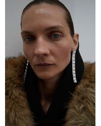 Mango - Boucles D'Oreilles Avec Un Pendentif En Cristaux Argent - Lyst