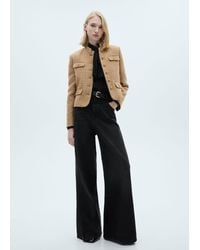 Mango - Giacca Tweed Collo Fascia Marrone Medio - Lyst