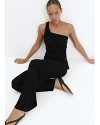 Mango - Straight-Fit Openwork Knitted Trousers - Lyst