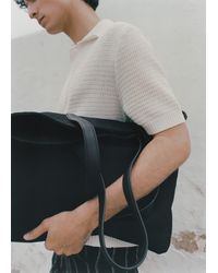 Mango - Cotton Tote Bag With Front Pocket - Lyst