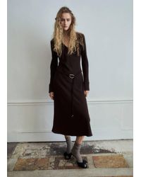 Mango - Belted V-Neck Dress - Lyst