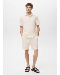 Mango - Cotton Seersucker Bermuda Shorts With Drawstring - Lyst