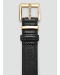 Mango - Cintura Pelle Fibbia Quadrata Nero - Lyst