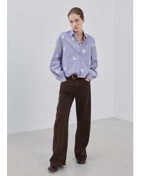Mango - Embroidery Striped Shirt - Lyst