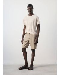 Mango - Linen Blend Striped T-Shirt - Lyst