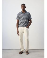 Mango - Textured Striped Cotton Blend Polo - Lyst