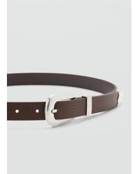 Mango - Leather Belt With Metal Detail - Lyst